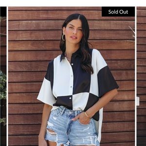 Vici Black and White Colorblock Button Up